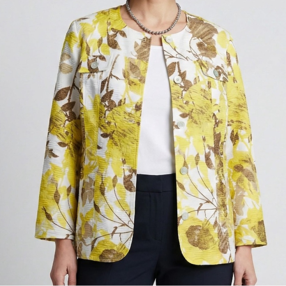 ALFRED DUNNER Yellow and Green Spring Foliage Jacket size 20